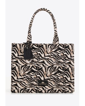 Wittchen Damen-Einkaufstasche mit Jacquardmuster aus schwarzer und brauner