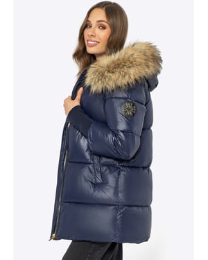 Wittchen Damenjacke mit Pelzkapuze, marineblau, Nylon