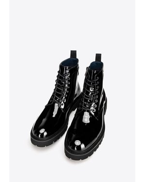 Wittchen Herren-Kampfstiefel aus Lackleder, schwarz