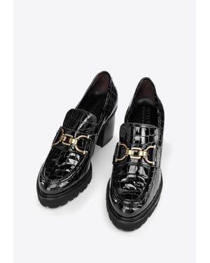 Wittchen Damen-Pumps aus Lackleder mit Krokodilschnalle, Schwarz