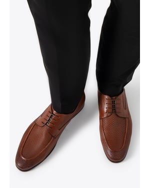 Wittchen Herren-Derbyschuhe aus echtem Leder mit Flechtmuster, hellbraun