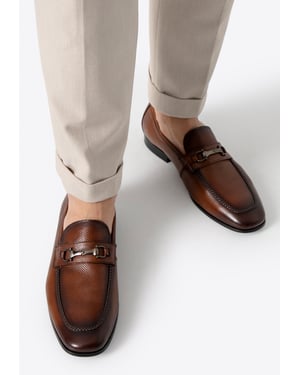Wittchen Herren-Lederslipper mit Gürtelschnalle, Hellbraun, Naturleder