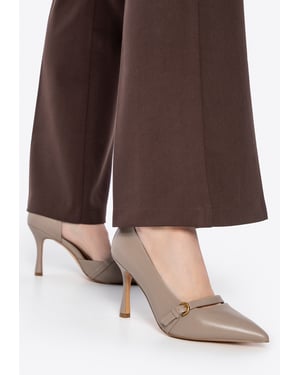 Wittchen Damen-Pumps aus Leder mit Riemen, Beige, Naturleder