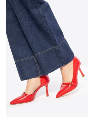 Wittchen Damen-Pumps aus rotem Leder mit Riemen