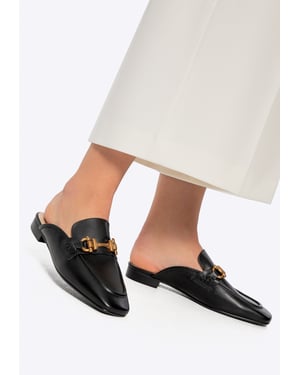 Wittchen Damen-Slipper aus Leder mit offener Ferse, Schwarz, Naturleder