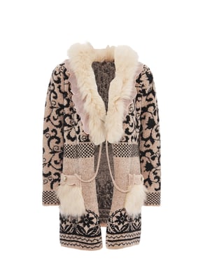 Faina Strickjacke Damen rosa schwarz