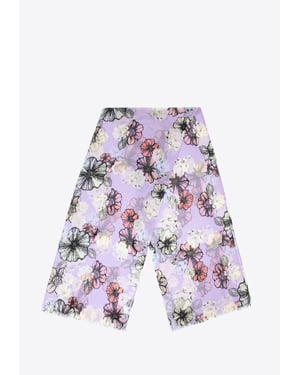 Wittchen Damenschal mit zartem Blumenmuster, cremefarben und lila, Polyester