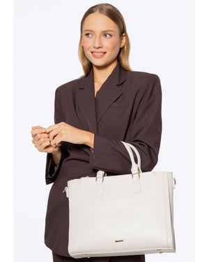 Wittchen Damen-Laptoptasche, 14, 5 Zoll, Kunstleder, Creme, Öko-Leder
