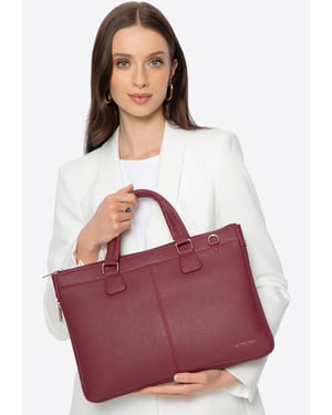 Wittchen Damen-Laptoptasche (14, 5 Zoll) aus Kunstleder, Burgunderrot, Öko-Leder