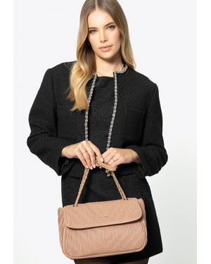 Wittchen Damen-Umhängetasche aus Kunstleder mit Kette, Beige
