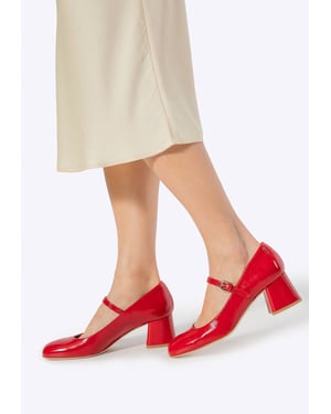 Wittchen Damen-Pumps aus rotem Leder mit Riemen