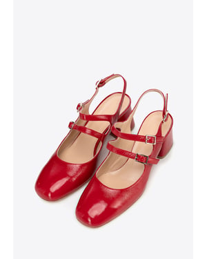Wittchen Damen-Pumps aus rotem Leder mit Riemchen