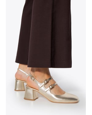 Wittchen Damen-Lederpumps mit Riemchen, Gold, Echtleder