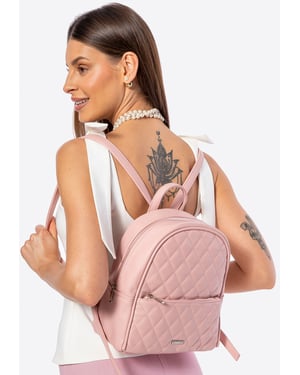 Wittchen Damenrucksack aus Kunstleder mit Ziernähten, Rosa, Öko-Leder