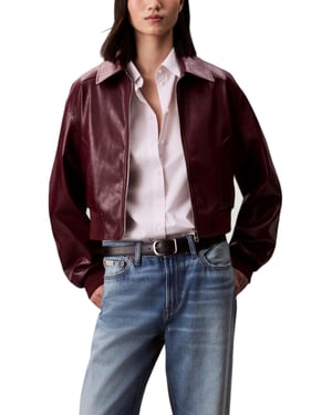 Nachahmungsleder Zip-Jacke