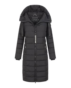 Navahoo Mondmädchen Damen Winter Steppmantel mit Kapuze und Fleecefutter