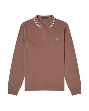 Fred Perry - Poloshirt für Herren, Langärmlig (Ziegelstein)
