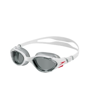 Speedo - Passt sich dem Gesicht an Schwimmbrille für Herren (Weiß/Rot/Rauch-Grau)