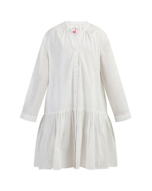 IZIA Sommerkleid Mädchen Wollweiß mit silbernen Streifen und Punkten