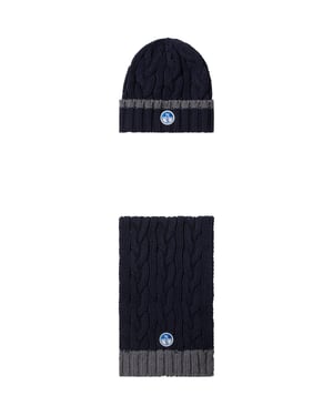 North Sails Accessoire-Geschenkset Zopfmuster-Mütze und Schal