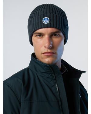 North Sails Beanie Breiter Rippstrick mit Logo-Patch