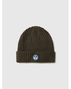 North Sails Beanie Breiter Rippstrick mit Logo-Patch