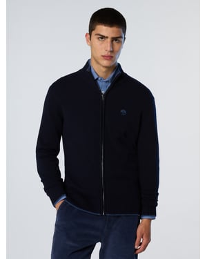 North Sails Pullover aus Kaschmirmischung mit durchgehendem Reißverschluss - Marineblau/Blau