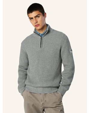 North Sails Pullover Fisherman's Rib mit halbem Reißverschluss