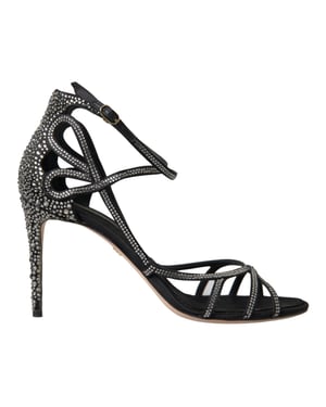 Kristallverzierte Sandalen Schwarz