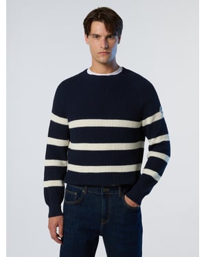 North Sails Pullover Fischerrippe mit Rundhalsausschnitt