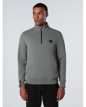 North Sails Sweatshirt Piqué Scuba Stoff mit halbem Reißverschluss