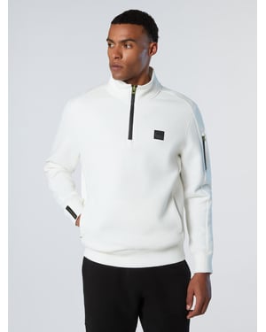 North Sails Sweatshirt Piqué Scuba Stoff mit halbem Reißverschluss