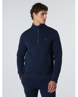 North Sails Sweatshirt Piqué Scuba Stoff mit halbem Reißverschluss