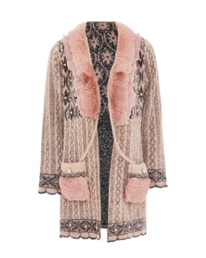 Faina Strickjacke Damen rosa/schwarz