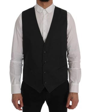Dolce & Gabbana Herrenweste aus Wolle, klassischer V-Ausschnitt - Dunkelgrau