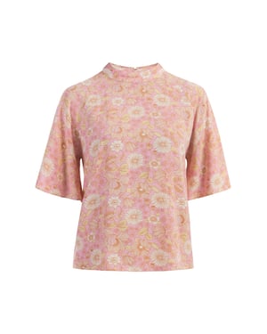 usha kurzarmbluse Damen Rosa Mehrfarbig