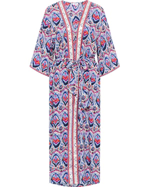 IZIA Kimono Damen Blau Mehrfarbig