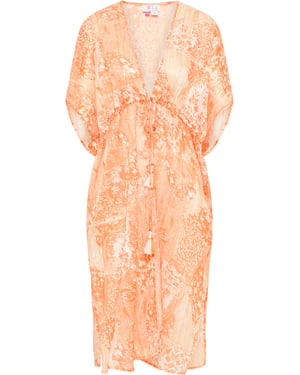 IZIA Kimono Damen Orange Weiss