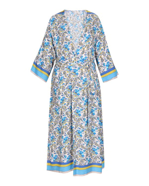usha Kimono Frauen blau mehrfarbig