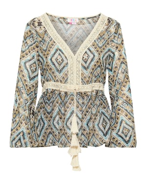 IZIA Tunika langarm Damen Blau Gold