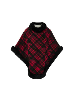 usha Poncho Frauen rot schwarz