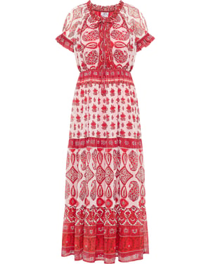 usha Maxikleid mit Allover-Print Damen Rot Mehrfarbig