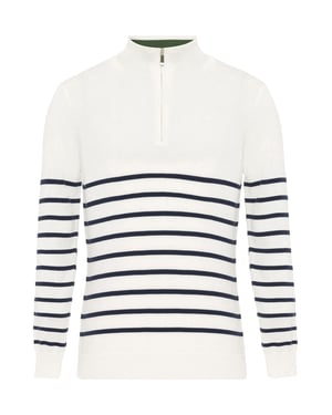 Pullover Gestreifter Pullover Mit Halbem Reißverschluss