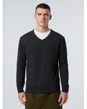 North Sails Pullover V-Ausschnitt mit gesticktem Logo