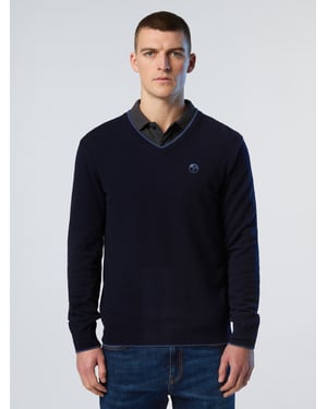 North Sails Pullover V-Ausschnitt mit gesticktem Logo