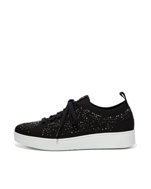 Fit Flop - "Rally" Kristall Sneaker für Damen, Jerseyware (Schwarz)