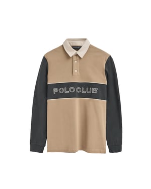 Poloshirt Daviero hellbraun mit gesticktem Polo Club-Logo