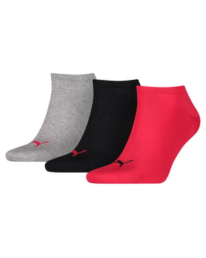 Puma Unisex Sneakersocken für Erwachsene, 3er-Pack (Schwarz/Rot/Grau)