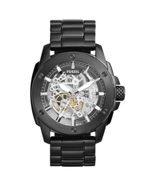 Fossil ME3080 Automatik-Skelett-Herrenuhr, 50 mm schwarzes Edelstahl