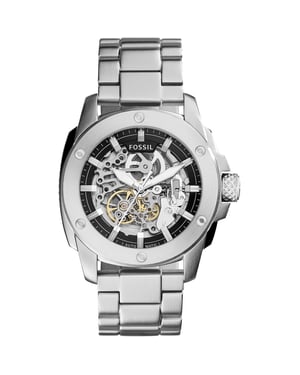 Fossil ME3081 Herren Automatik Skelett Uhr, 50 mm Silber Edelstahl